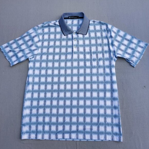 Sergio Louise Golf Polo shirt men size L blue and white colour geometric pattern - Picture 1 of 8
